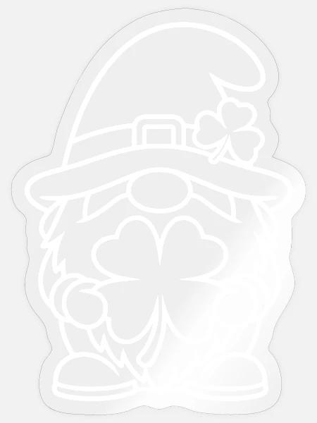 Süßer Zwerg mit Glücksklee - Sticker Größe S (10 x 10 cm) - Transparent glänzend