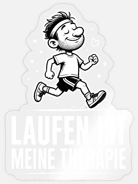 Laufen ist meine Therapie – Zen Runner Design - Sticker Größe S (10 x 10 cm) - Transparent glänzend