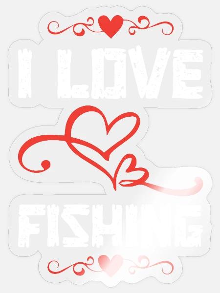 Ich liebe Angeln – Herzensmotiv - Sticker Größe S (10 x 10 cm) - Transparent glänzend