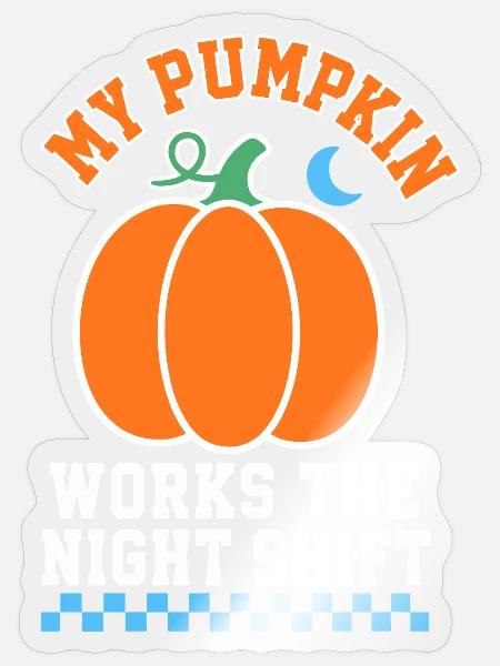 Kürbis in der Nachtschicht - Sticker Größe S (10 x 10 cm) - Transparent glänzend