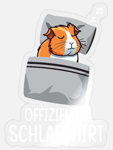 Offizielles Schlafshirt Pyjama Meerschweinchen  - Sticker Größe S (10 x 10 cm) - Transparent glänzend