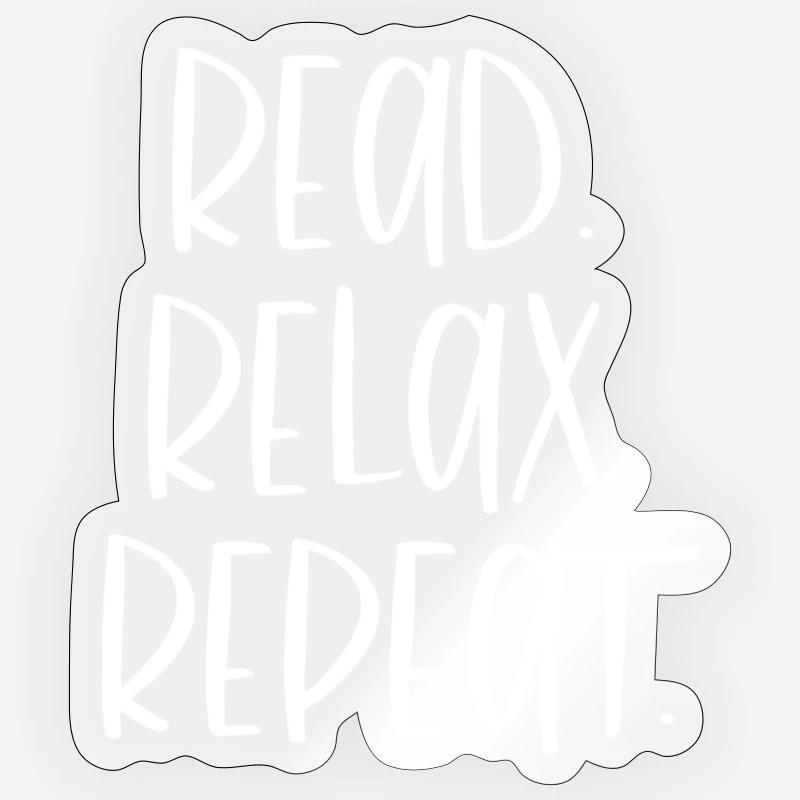 READ. RELAX. REPEAT. white - Sticker Größe S (10 x 10 cm) - Transparent glänzend