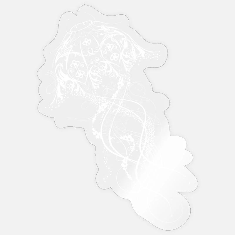 Une méduse blanche orné - Sticker taille S (10 x 10 cm) - brillant transparent