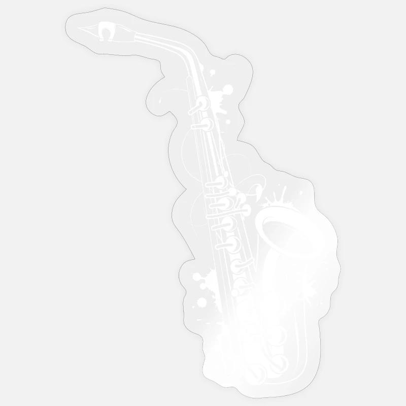 graffiti saxophone blanc - Sticker taille S (10 x 10 cm) - brillant transparent