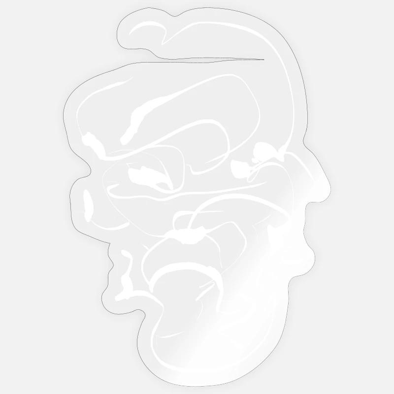 Samurai encre visage / masque minimal abstraite - Sticker taille S (10 x 10 cm) - brillant transparent