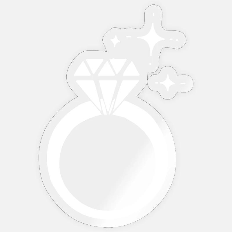 Bague diamant - Sticker taille S (10 x 10 cm) - brillant transparent