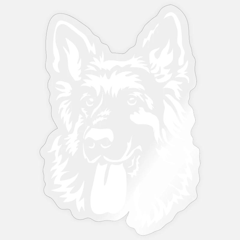 German Shepherd Head "Black Edition" - Sticker size S (10 x 10 cm) - transparent glossy