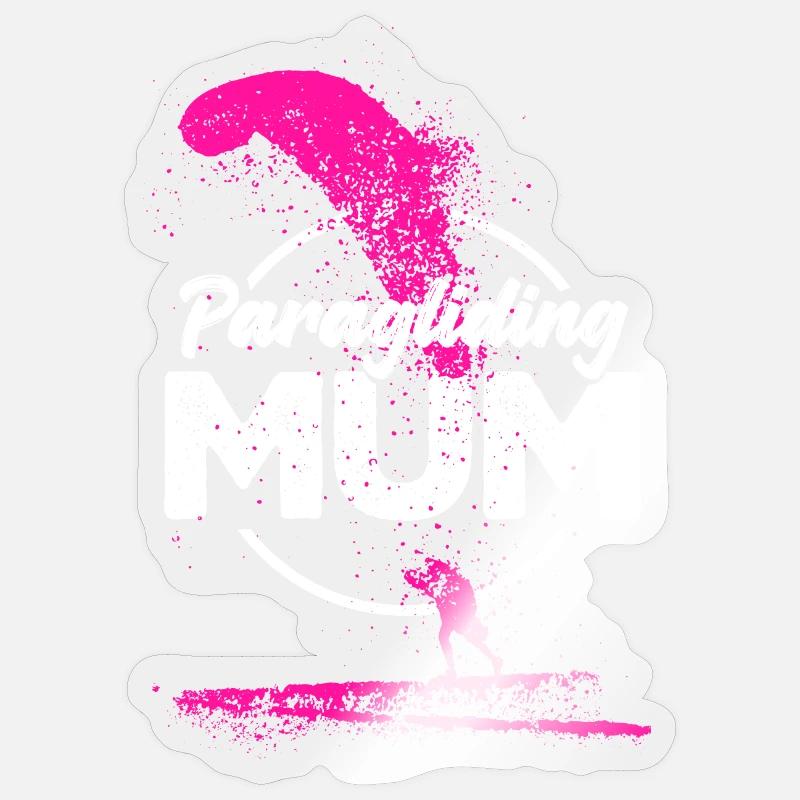 Paragliding Mum pink - Sticker size S (10 x 10 cm) - transparent glossy