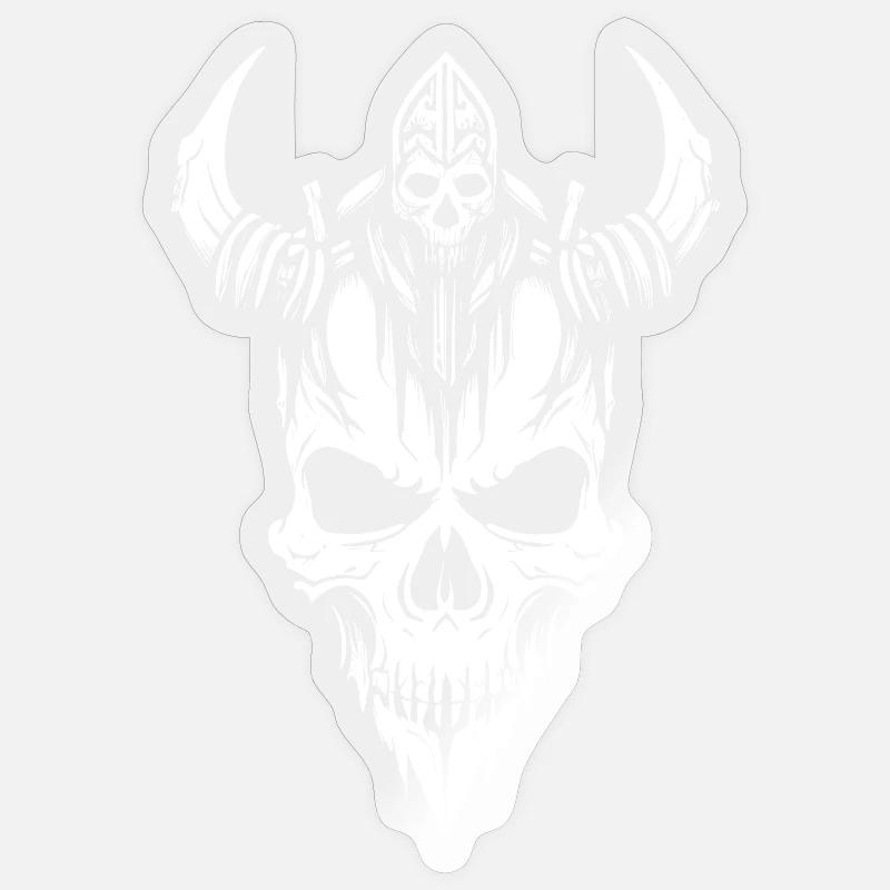 Wikinger Schädel - Sticker Größe S (10 x 10 cm) - Transparent glänzend