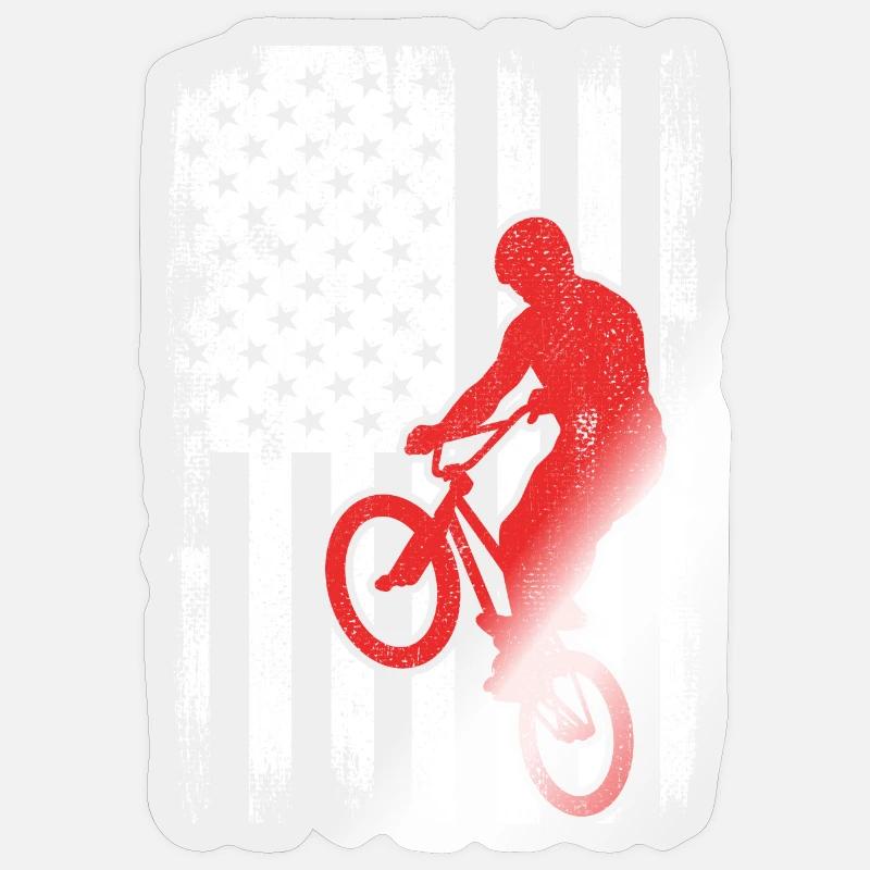 Drapeau BMX USA - Sticker taille S (10 x 10 cm) - brillant transparent