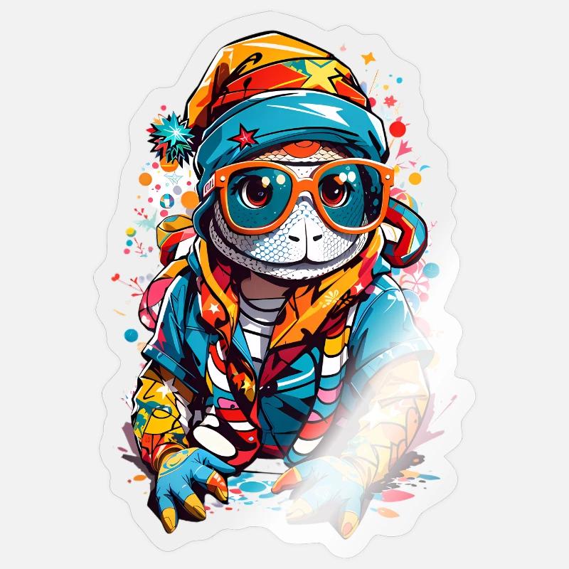 Echse - Sticker Größe S (10 x 10 cm) - Transparent glänzend