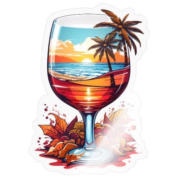 Strand Weinglas - Sticker Größe S (10 x 10 cm) - Transparent glänzend - Vorne