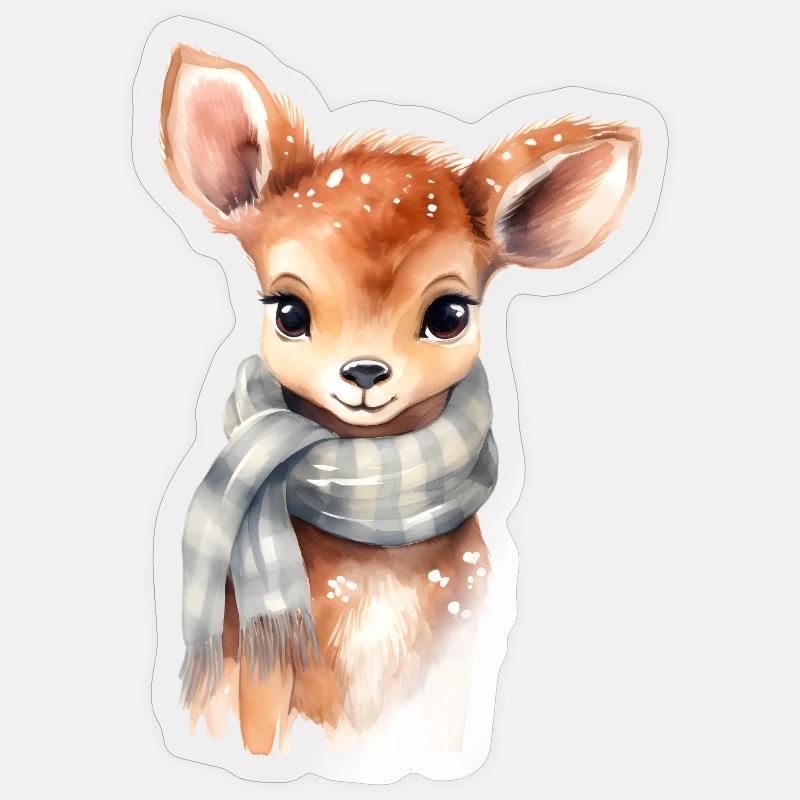 Faon délicat avec écharpe Sticker taille S (10 x 10 cm)