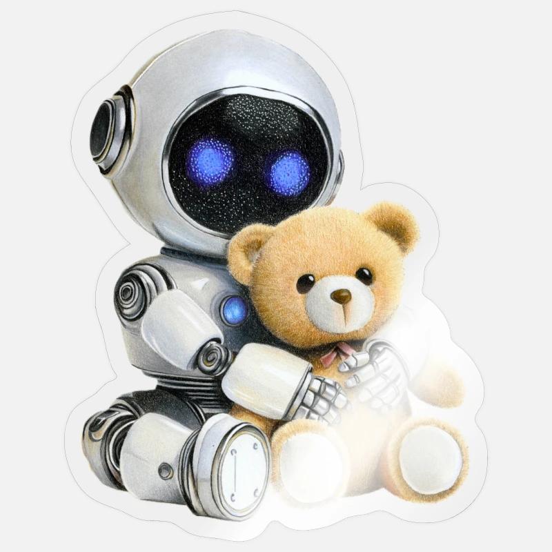 Roboter Teddy Sticker Größe S (10 x 10 cm)