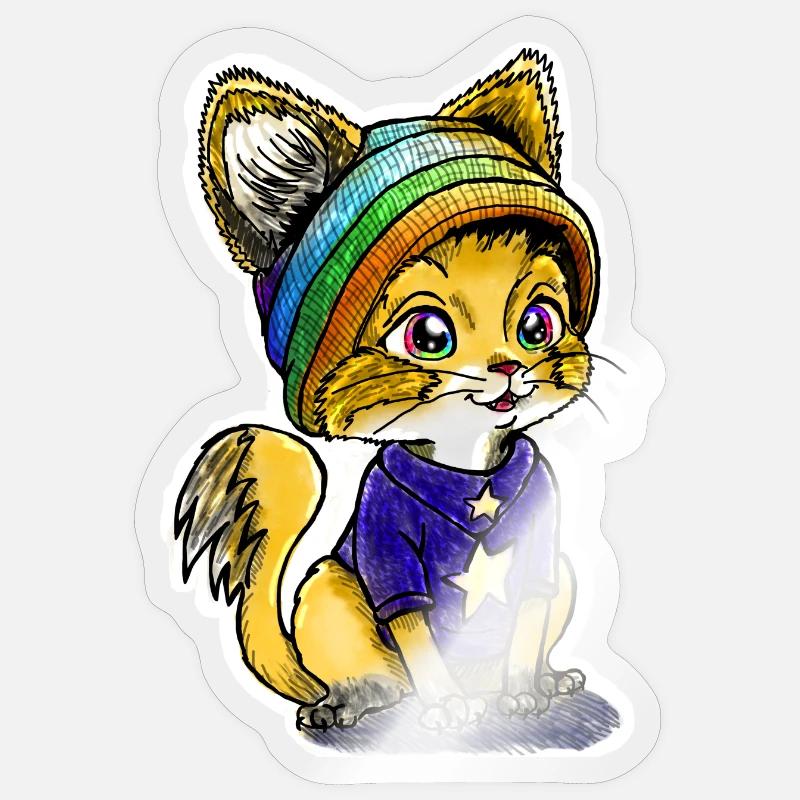Regenbogen-Kätzchen - Sticker Größe S (10 x 10 cm) - Transparent glänzend