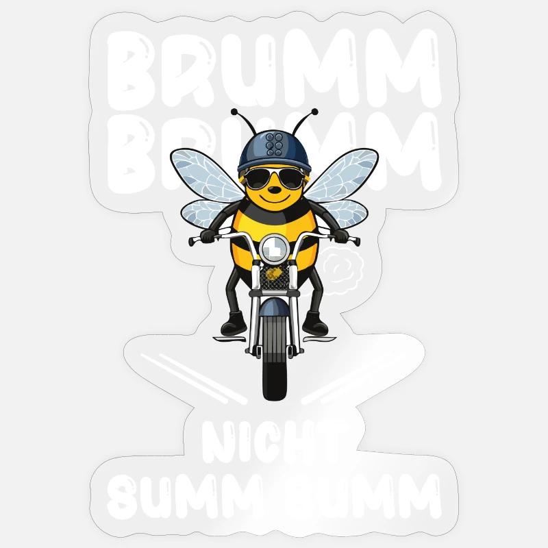 Abeille Moto Buzz Buzz Pas Buzz Buzz Blanc - Sticker taille S (10 x 10 cm) - brillant transparent