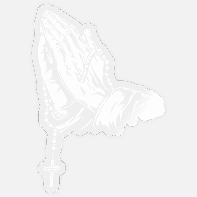 Praying Hands with Rosary Artwork Sticker size S (10 x 10 cm)