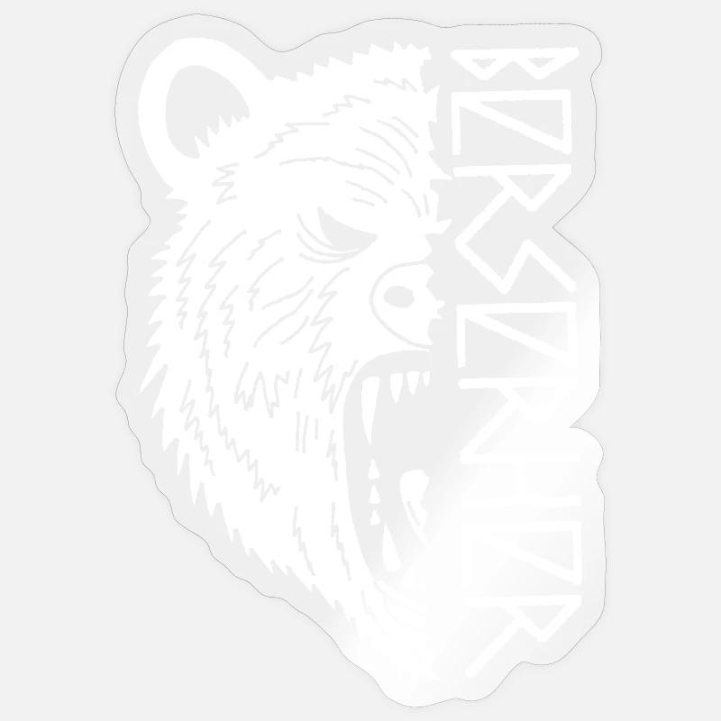 Guerrier ours blanc - Sticker taille S (10 x 10 cm) - brillant transparent