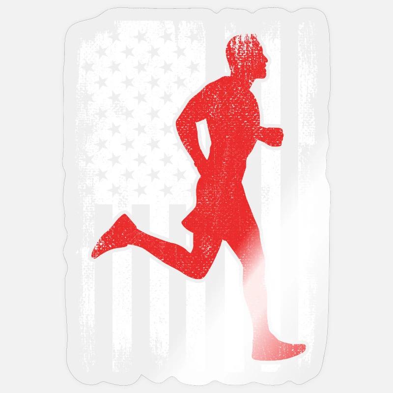 Patriotic US runner - Sticker size S (10 x 10 cm) - transparent glossy