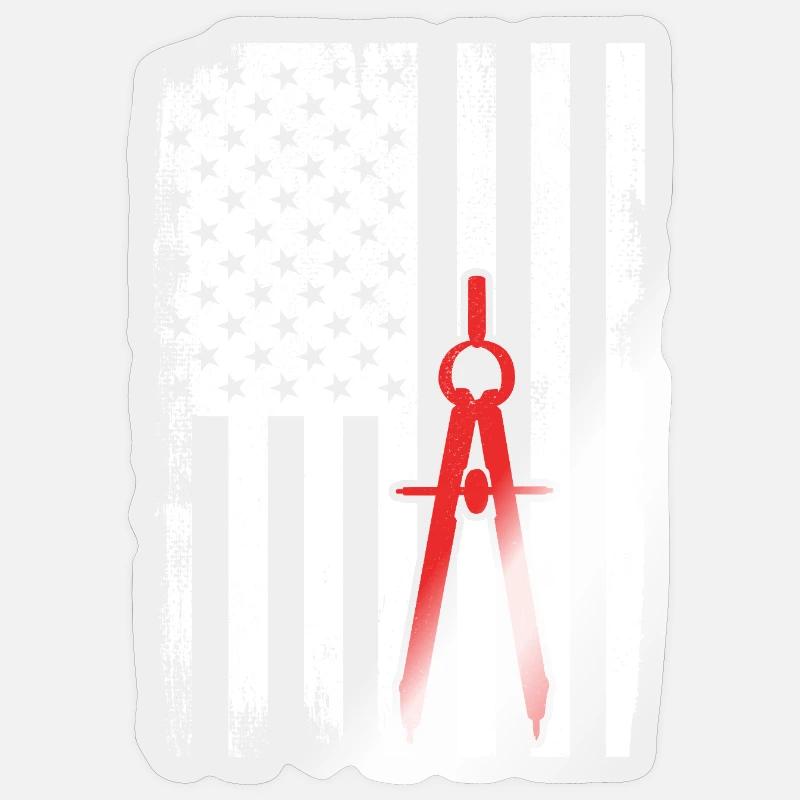Architecture USA Drapeau - Sticker taille S (10 x 10 cm) - brillant transparent