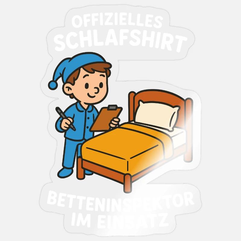 Bed inspector in action Sticker size S (10 x 10 cm)