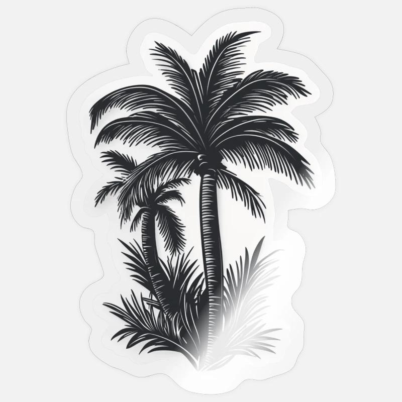 Palmier - Sticker taille S (10 x 10 cm) - brillant transparent