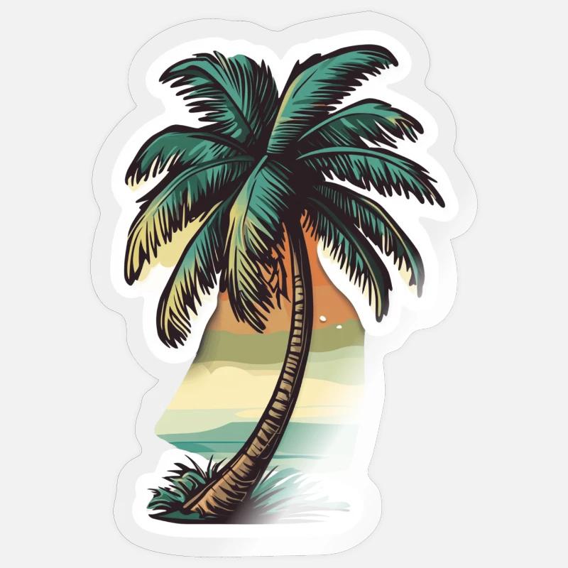 Palmier - Sticker taille S (10 x 10 cm) - brillant transparent