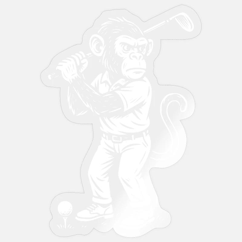 Chimp playing golf gift Sticker size S (10 x 10 cm)