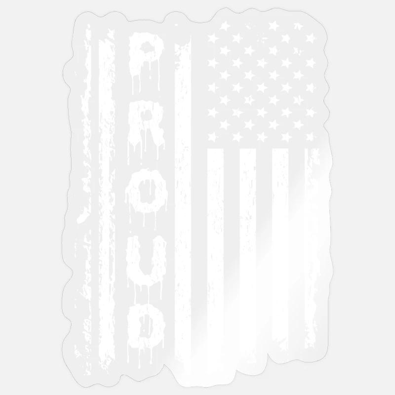 American Flags and Text Graphics - Sticker size S (10 x 10 cm) - transparent glossy