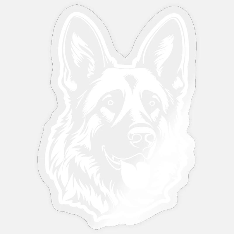 Schäferhund Hund Kopf - Sticker Größe S (10 x 10 cm) - Transparent glänzend