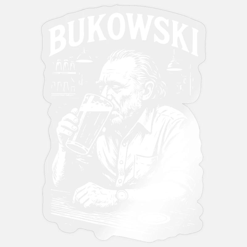 Charles Bukowski Bar Portrait - Sticker size S (10 x 10 cm) - transparent glossy