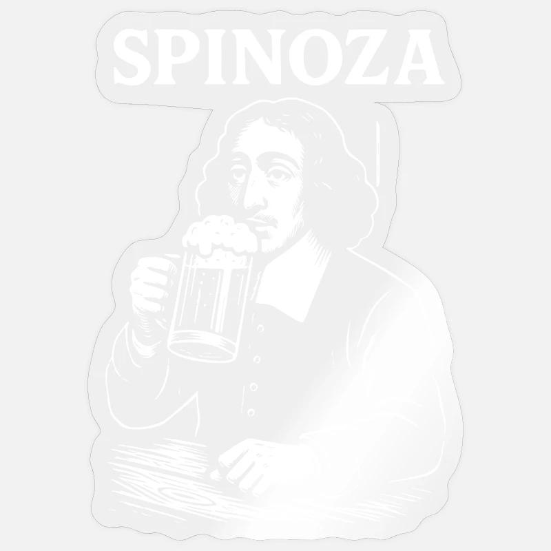 Spinoza Bier Philosoph - Sticker Größe S (10 x 10 cm) - Transparent glänzend