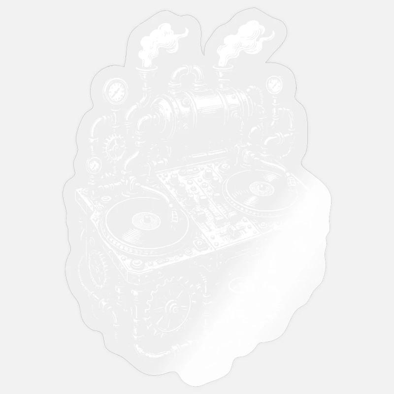 Musique de console Steampunk - Sticker taille S (10 x 10 cm) - brillant transparent