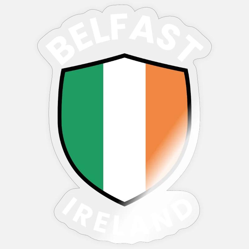 Bouclier de Belfast d’Irlande - Sticker taille S (10 x 10 cm) - brillant transparent