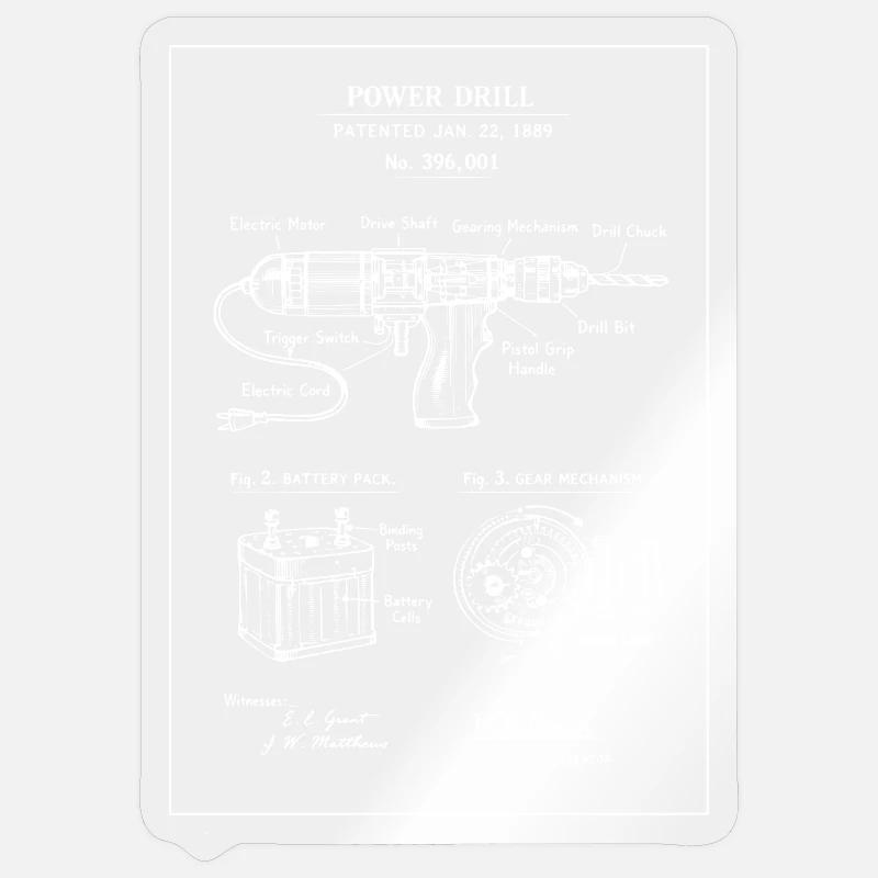 Esquisse du plan de la perceuse mécanique Sticker taille S (10 x 10 cm)