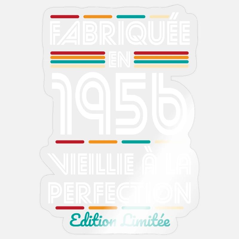 1956 – Hergestellt – Perfekt gereift - Sticker Größe S (10 x 10 cm) - Transparent glänzend