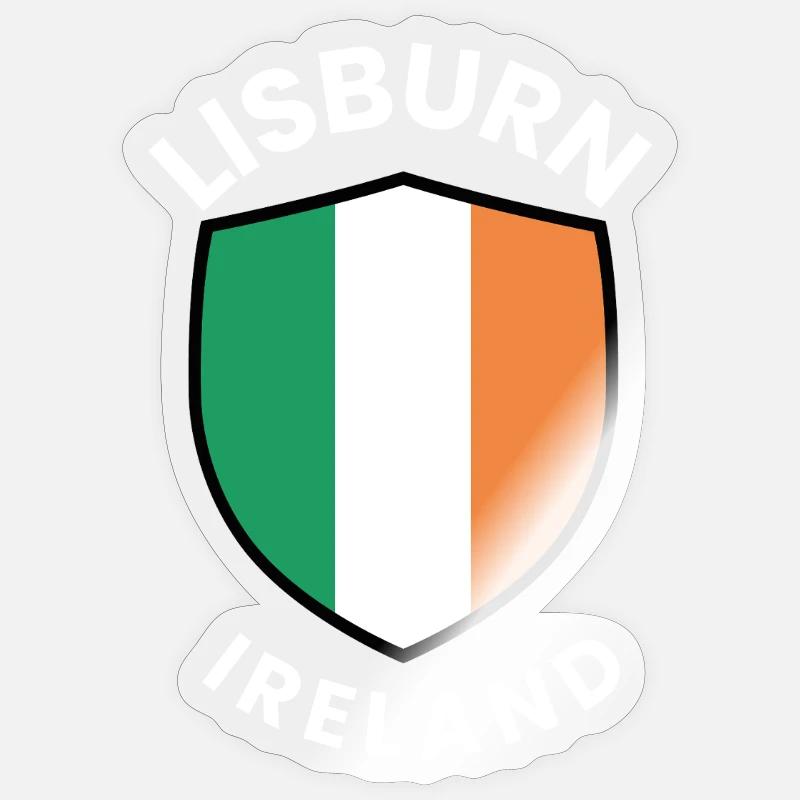Lisburn Shield Irish Flag Tee - Sticker Größe S (10 x 10 cm) - Transparent glänzend