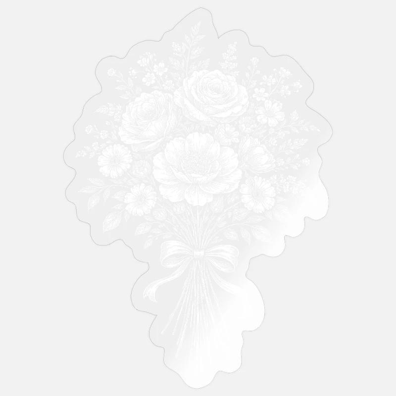 Bouquet silhouette with bow - Sticker size S (10 x 10 cm) - transparent glossy