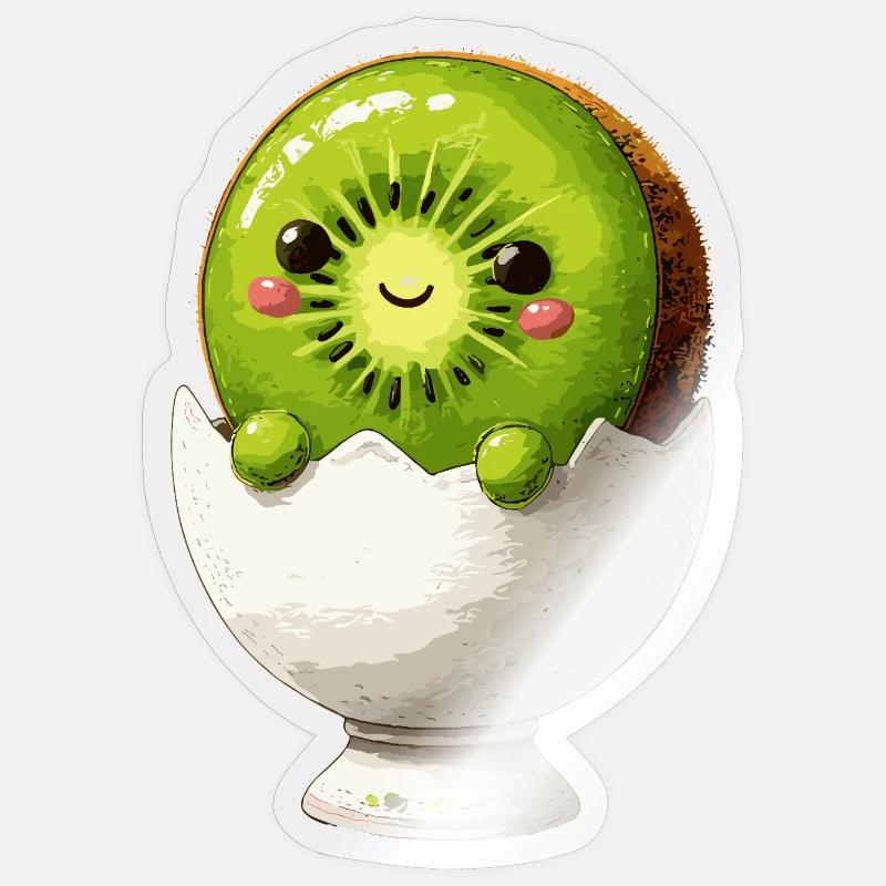 Kiwifruit in eggshell smile Sticker size S (10 x 10 cm)
