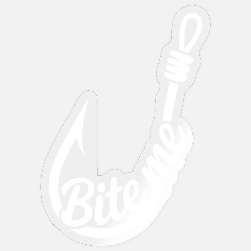 BiteMe Hooked Fishing Graphic - Sticker size S (10 x 10 cm) - transparent glossy