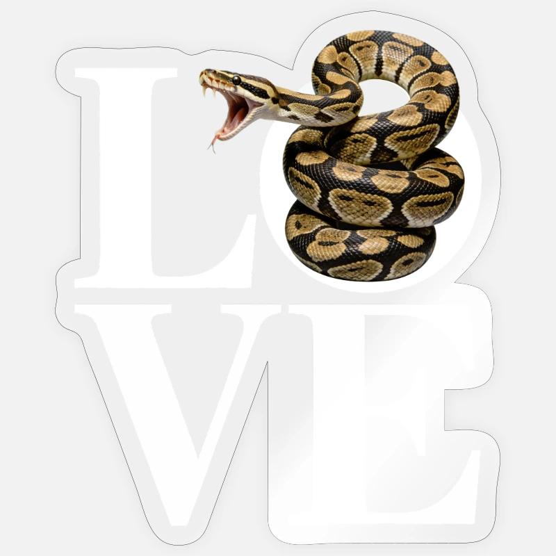 Königspython Schlangen LOVE Terrarium Python Sticker Größe S (10 x 10 cm)