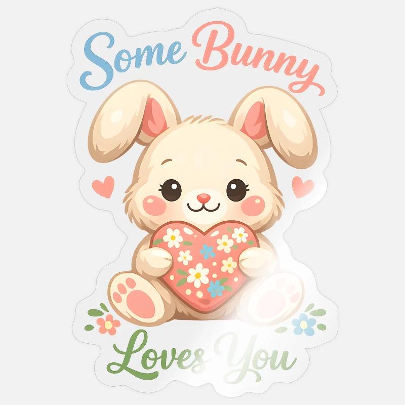 Cute Easter bunny with colorful egg Sticker size S (10 x 10 cm)
