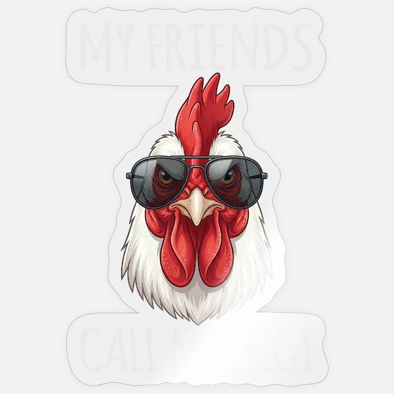 Poulet Eggi Poulet - Sticker taille S (10 x 10 cm) - brillant transparent