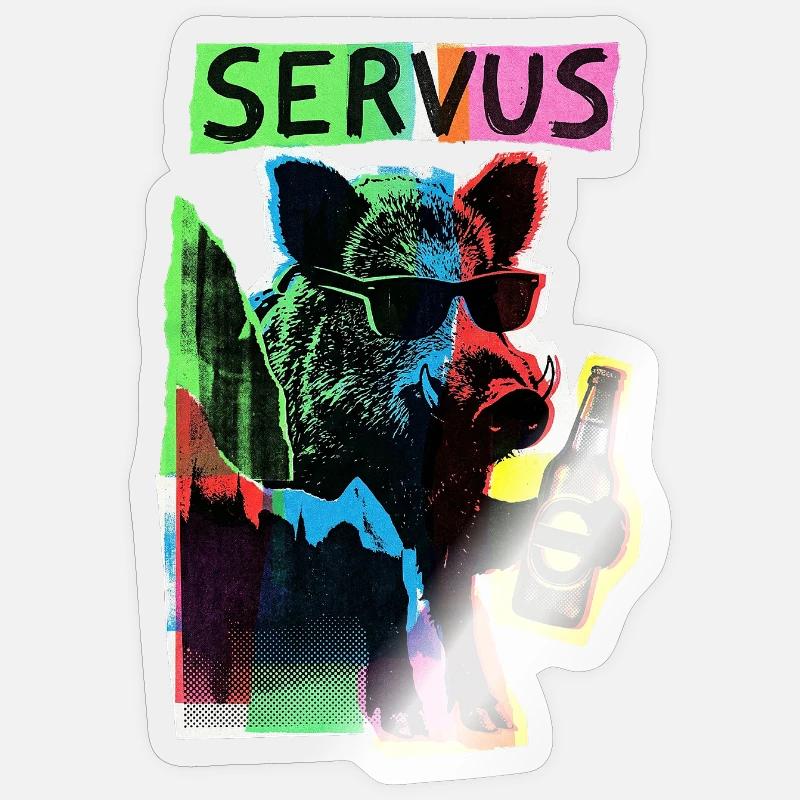 Cool Alpine Wild Boar - Sticker size S (10 x 10 cm) - transparent glossy