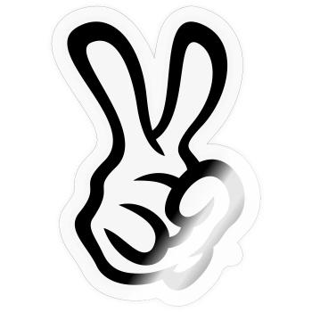 Victory Hand Signals (Right Hand / NEG / 2C) - Sticker size S (10 x 10 cm) - transparent glossy - Front