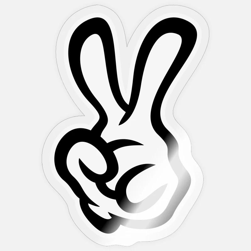 Victory Handzeichen (Linke Hand / NEG / 2C) Sticker Größe S (10 x 10 cm)