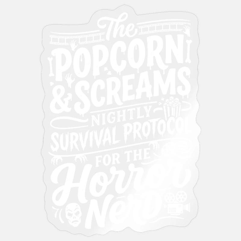 Nightly Survival Protocol Horror Nerd Sticker Größe S (10 x 10 cm)