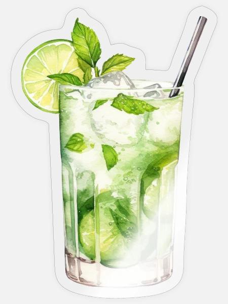 Mojito Drink – Frisches Sommer‑Design - Sticker Größe S (10 x 10 cm) - Transparent glänzend