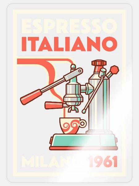 Espresso Italiano Milano 1961 Retro Kaffee - Sticker Größe S (10 x 10 cm) - Transparent glänzend