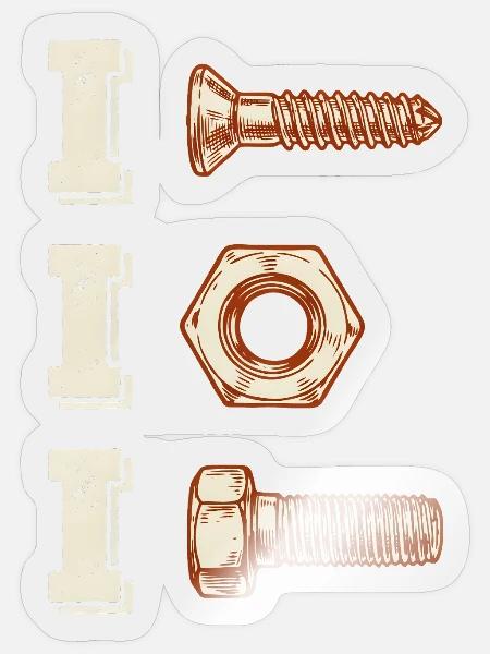 Industrielles Schraubenmutter-Trio - Sticker Größe S (10 x 10 cm) - Transparent glänzend